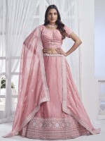 Rose Pink Pure Organza Lehenga Choli